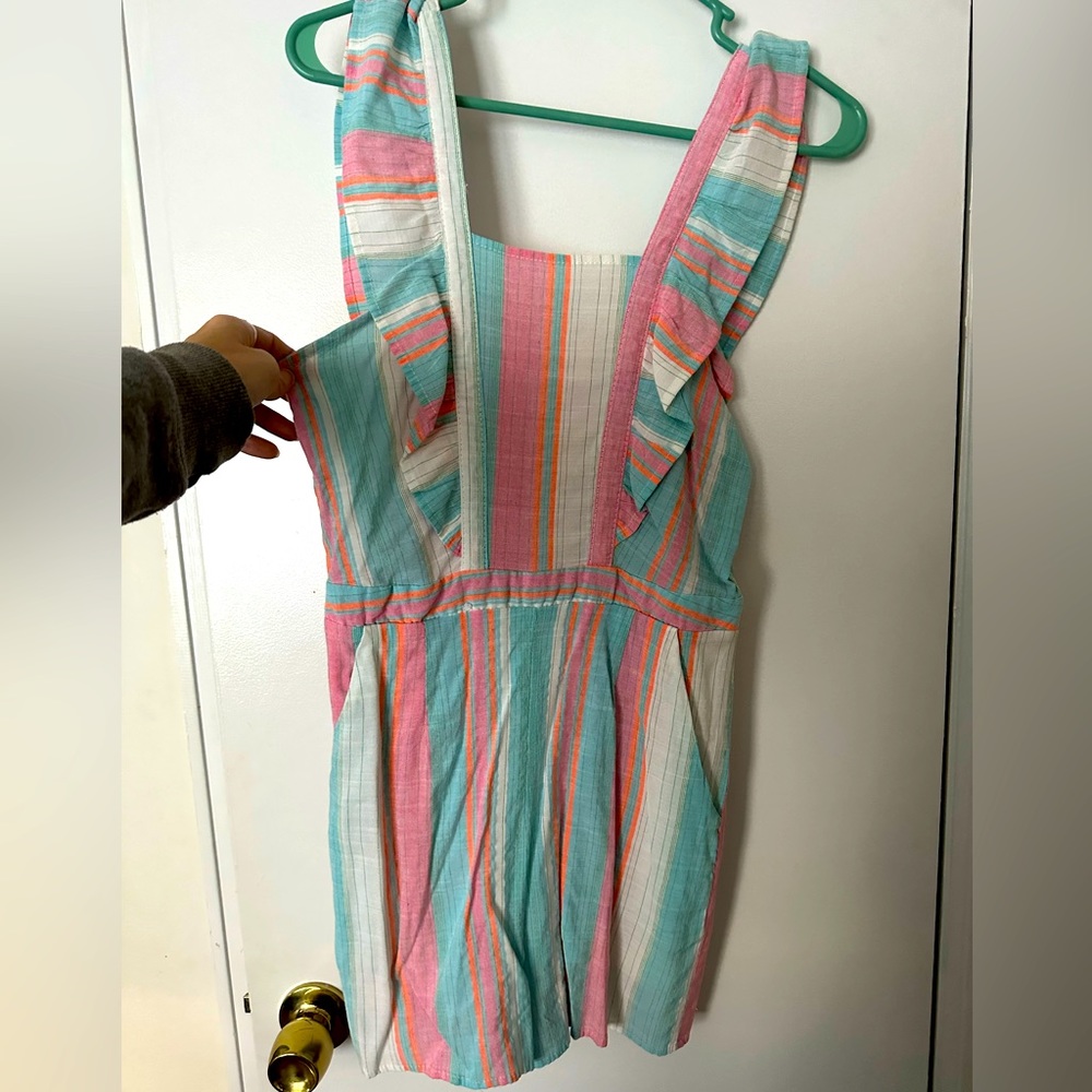 Adorable stripe ruffle romper